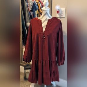 NWT Tiered burgundy dress